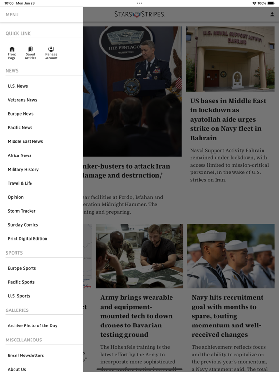 Stars and Stripes iPad screenshot 4 - News app