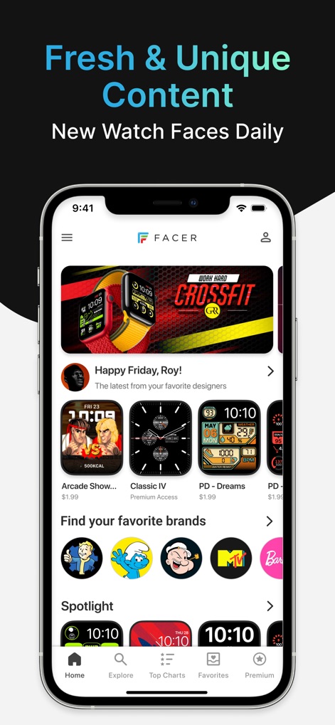 Watch Faces by Facer - The app's intuitive interface allows users to explore trending watch faces and discover new content added daily, ensuring a fresh selection.