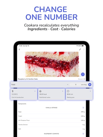 Cookara Recipe Cost Calculator iPad screenshot 2