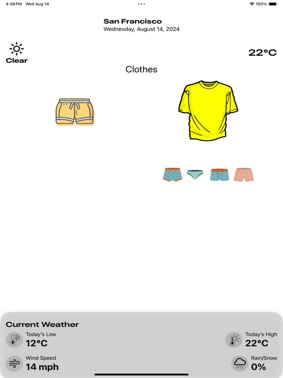 WeatherWizard Clothing iPad screenshot 1 - Weather app