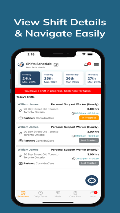 ConsidraCare Caregiver app screenshot