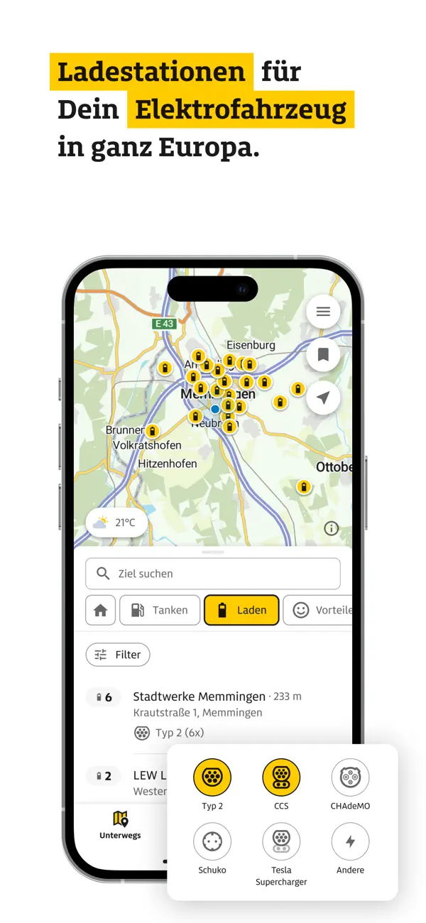 ADAC Drive: Tanken Laden Route iPhone App Screenshot 3 – Navigation