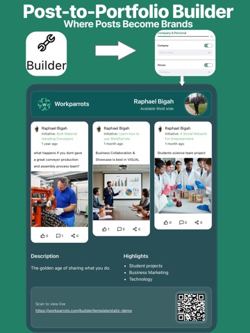 WorkParrots: Portfolio Network iPad screenshot