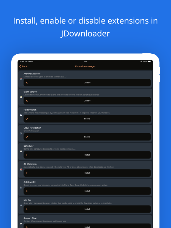MyJDownloader Remote iPad screenshot 9 - Utilities app