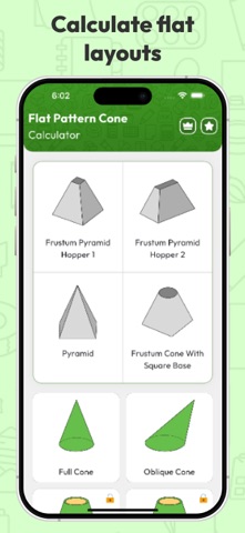 Flat Pattern Cone Calculators iPhone screenshot