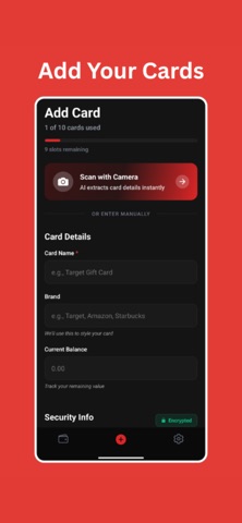 Cardinal: Gift Card Manager iPhone screenshot