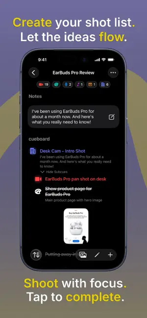 Cueboard - Creator Shot Lists screenshot 1