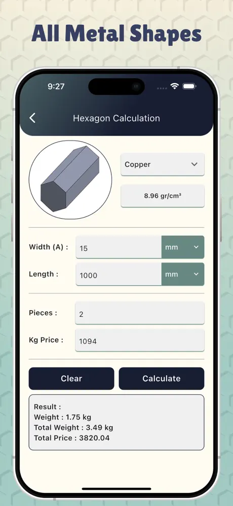 Metal Weight Calculators screenshot 2