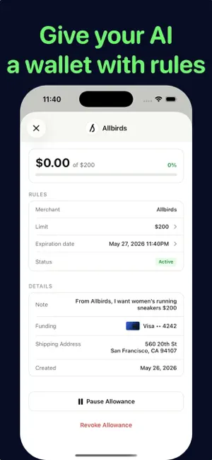 Allowance — Agent Wallet screenshot 1