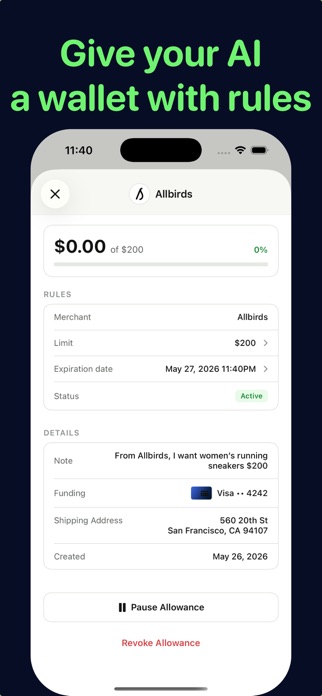 Allowance — Agent Wallet Screenshot 1 of 5