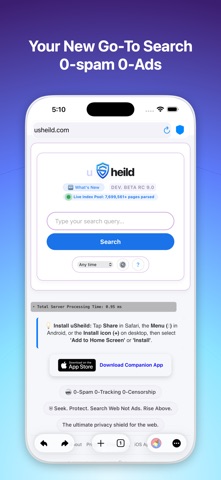 uSheild Browser Search Engine Screenshot 2 of 9