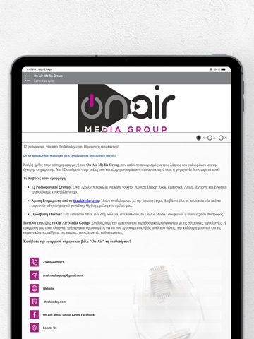 On Air Media Group iPad screenshot