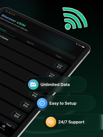 eSIM for Travel & Data: ViaSIM iPad screenshot