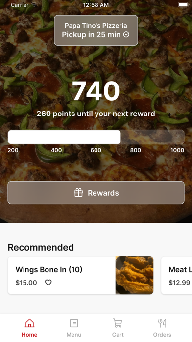 Papa Tino's Pizzeria To Go iPhone screenshot 1 - Food & Drink app