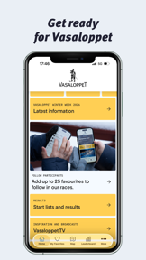 The official Vasaloppet app screenshot