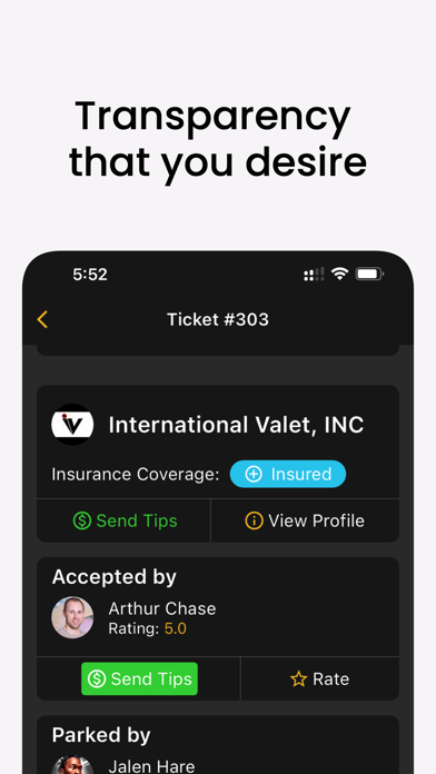 Valet Tracker Screenshot