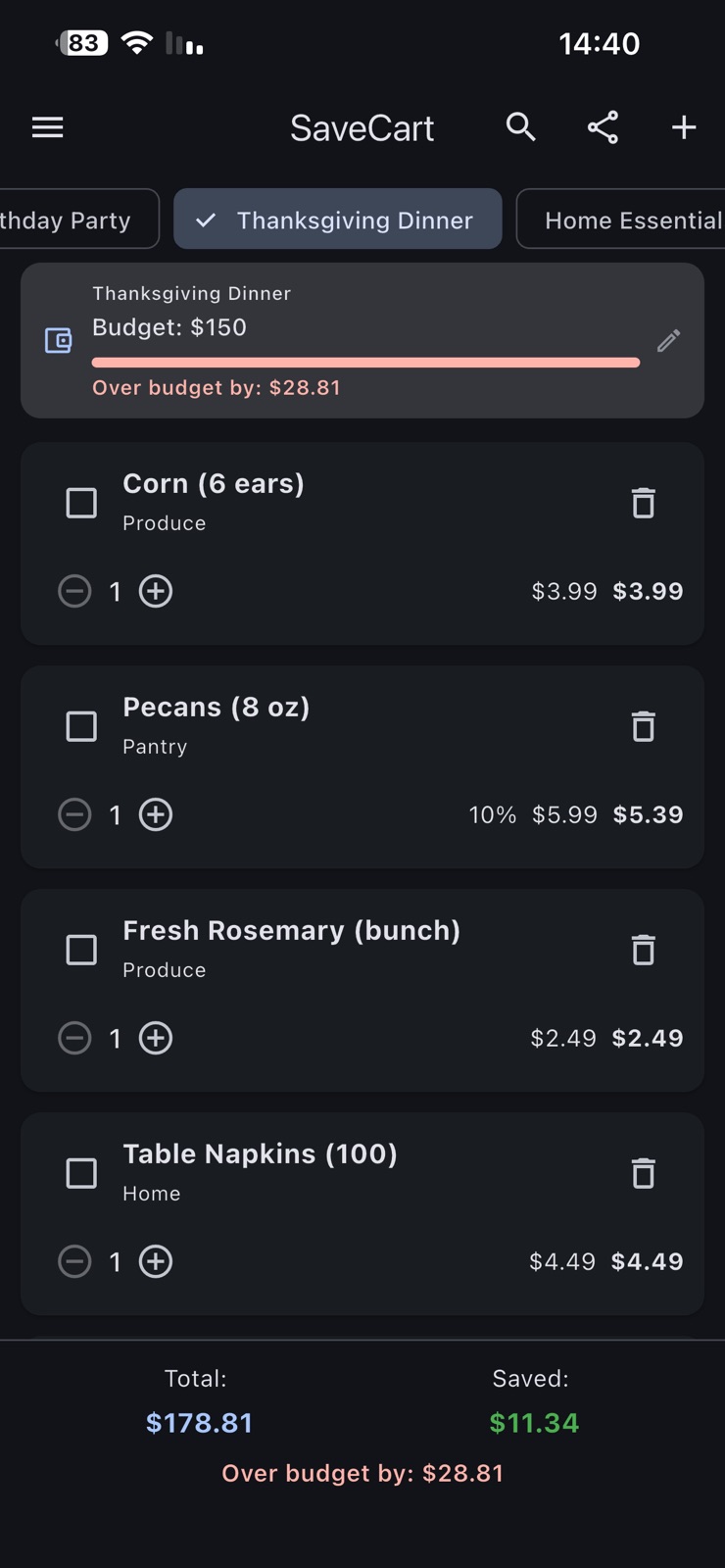 SaveCart iphone screenshot 3