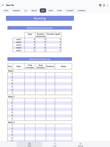 Fitness Planner iPad screenshot