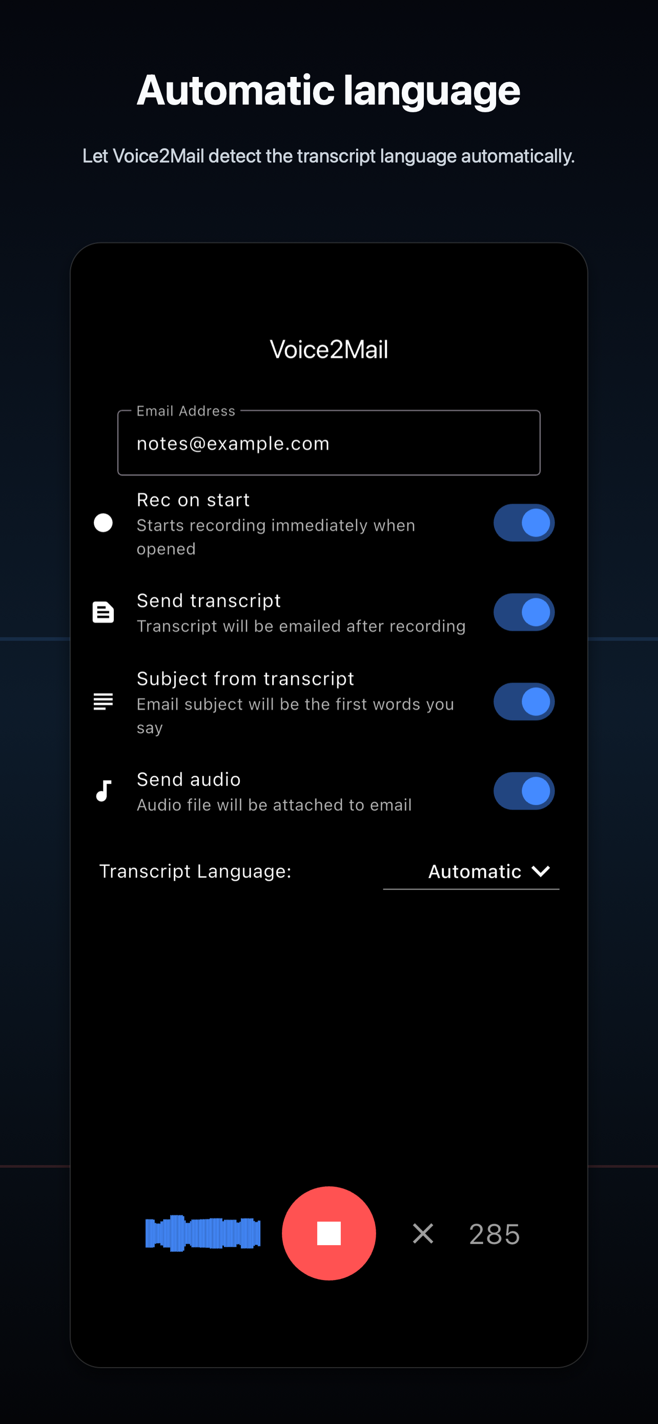 VoiceMemo2Email screenshot 3