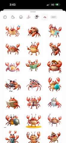Clever Crab Stickers iPhone screenshot