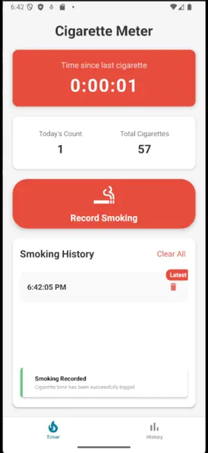 Cigarette Meter App Store screenshot