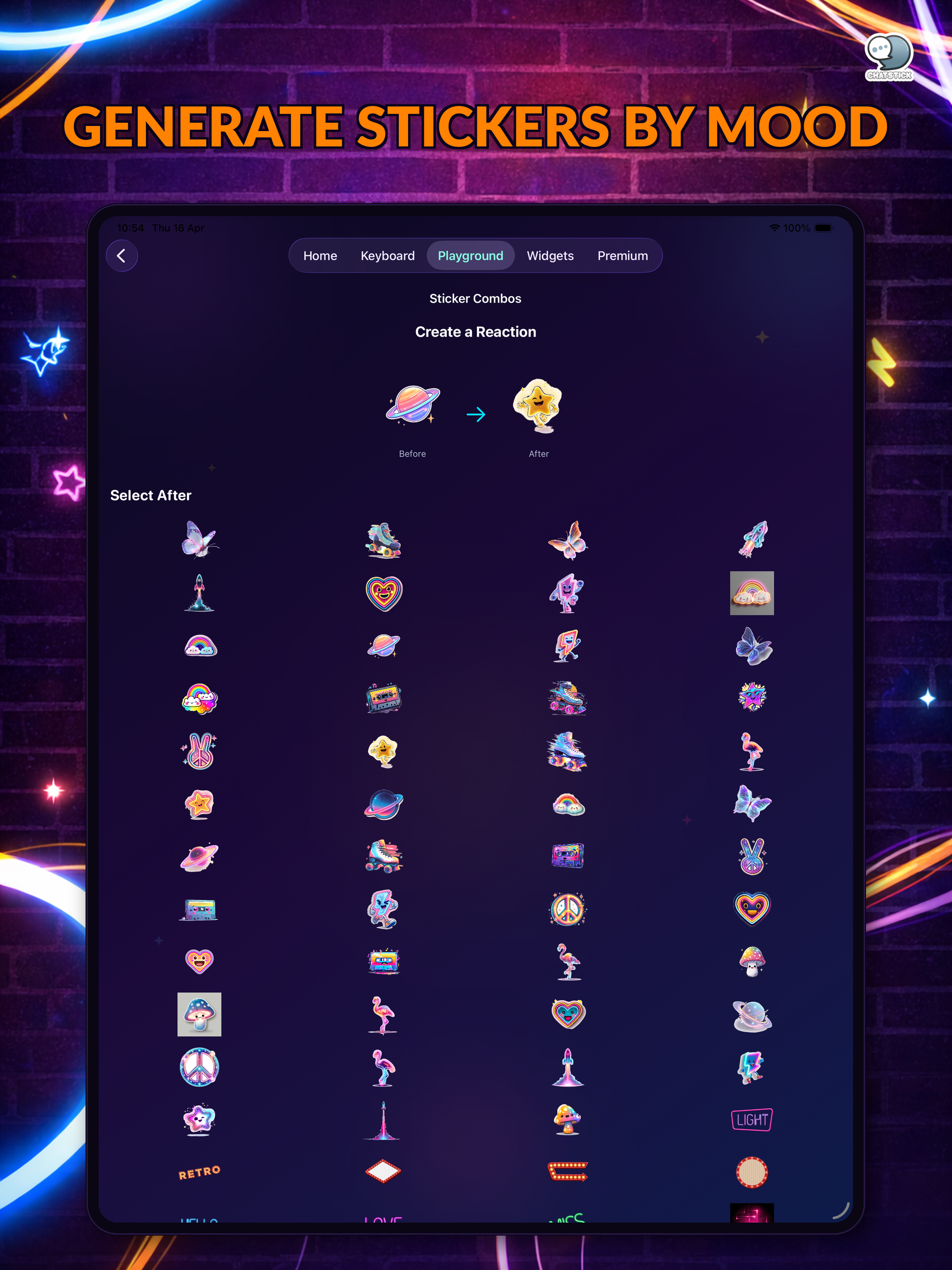 Neon Emoji Stickers Keyboard screenshot 19