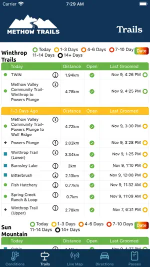 Methow Trails Grooming Report screenshot 2