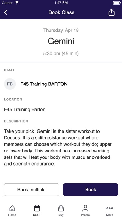 Mindbody x F45 Screenshot