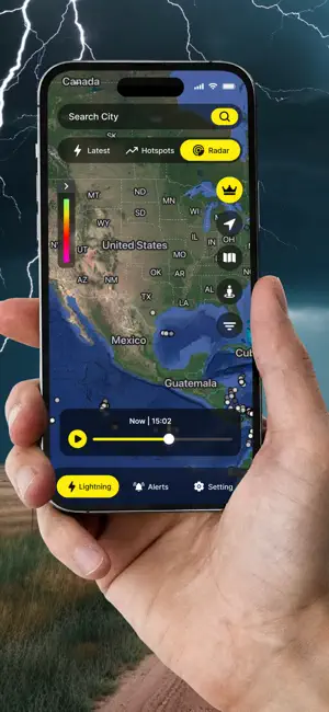 Lightning Radar Tracker On Map iPhone screenshot 2