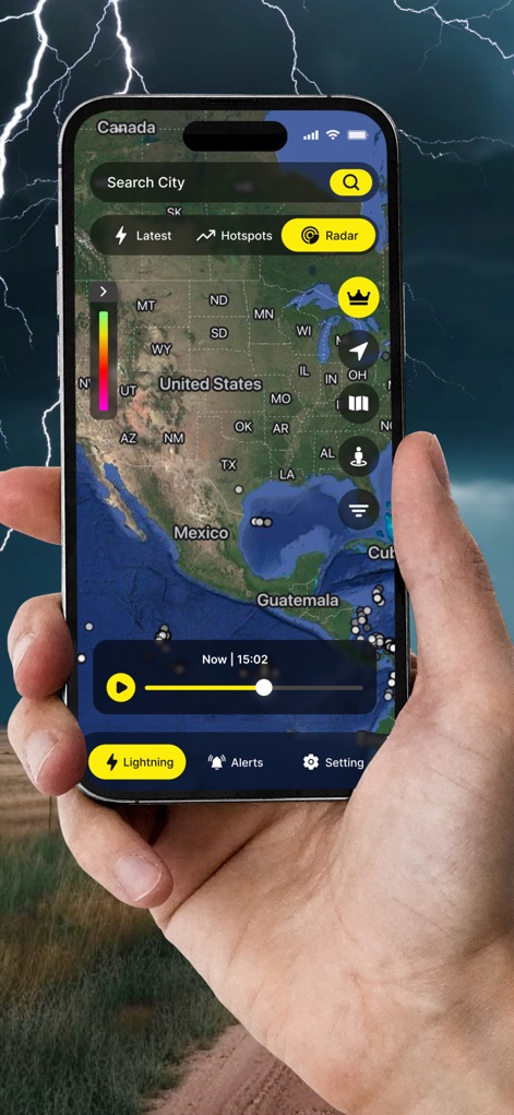 Lightning Radar Tracker On Map - Weather App | MWM