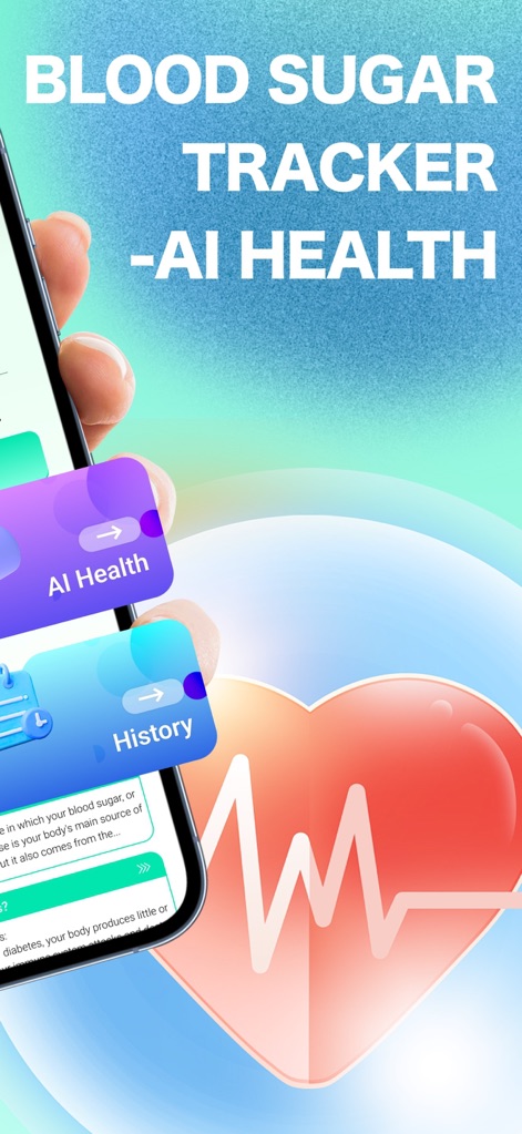 Blood Sugar Tracker-AI Health - This tool provides quick access to its 'AI Health' capabilities and maintains a detailed 'History' log of all recorded blood sugar levels.