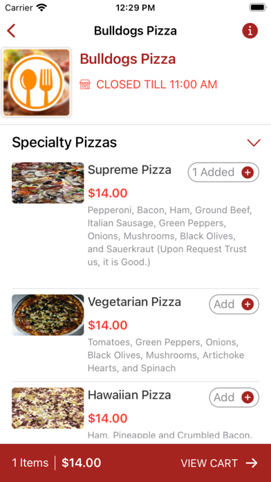 Bulldogs Pizza Screenshot