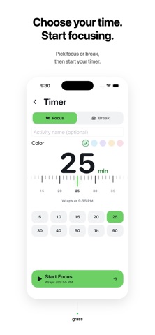 Grass: Visual Focus Timer iPhone screenshot