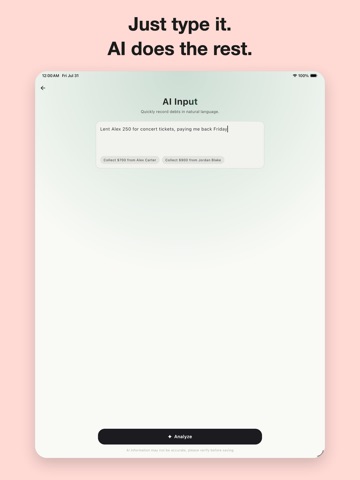 Lendnote: Smart Debt Tracker iPad screenshot