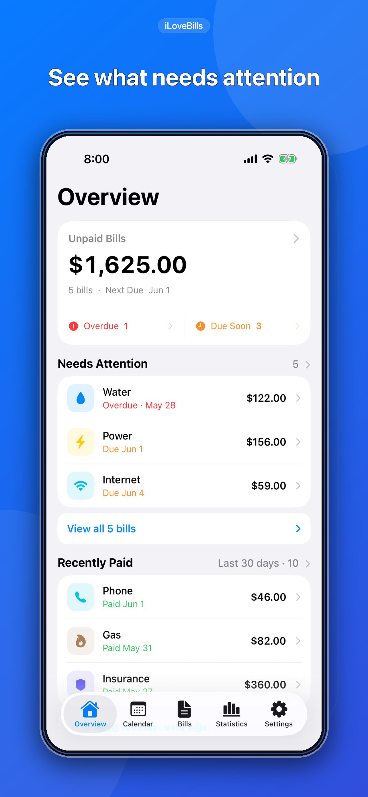 iLoveBills: Bill Tracker screenshot 2