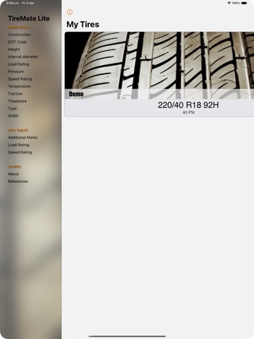 TireMate Lite iPad screenshot