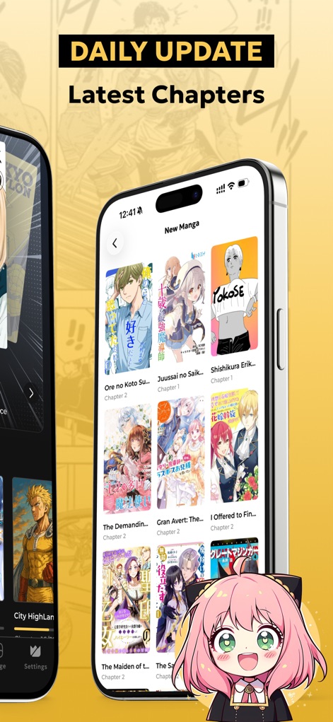 Manga Reader King - O aplicativo destaca a seção 'New Manga', garantindo que os usuários encontrem facilmente os 'Latest Chapters' e novas séries adicionadas regularmente.
