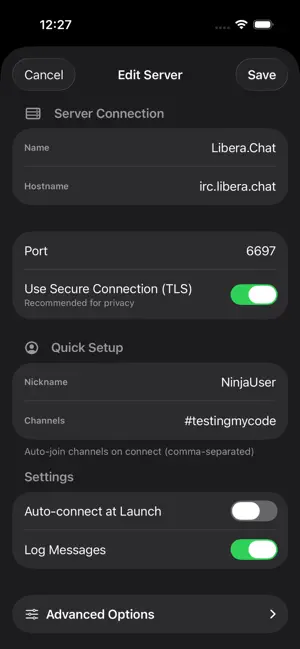 NinjaIRC screenshot 1