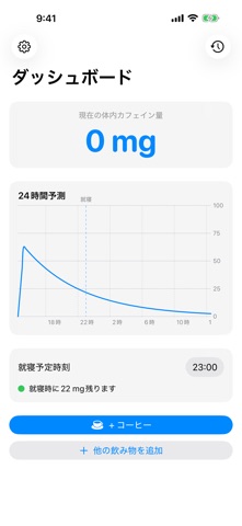 CaffeineHalf: カフェイン半減期計算 のスクリーンショット