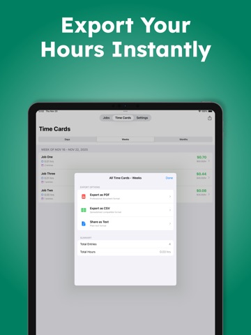Hours Tracker: Track Job Hours iPad screenshot