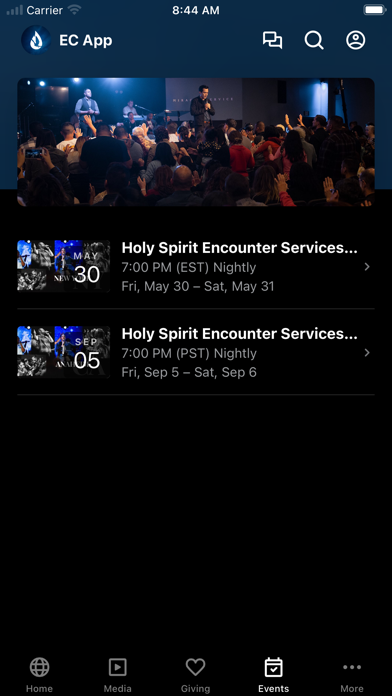 Encounter Church App. Screenshot