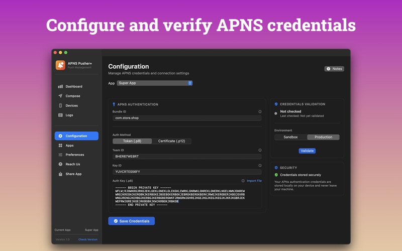 APNS Pusher+ screenshot