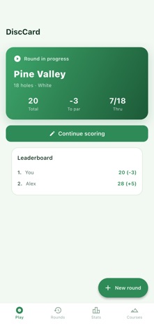 DiscCard 掷盘高尔夫记分 screenshot