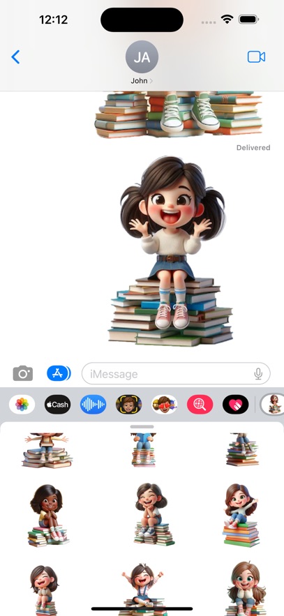 Pile of Books Girl Stickers