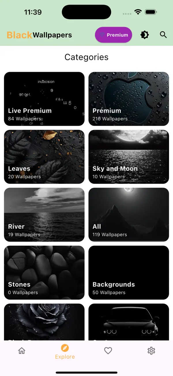 Black Wallpapers 4K iOS app screenshot showing feature 6