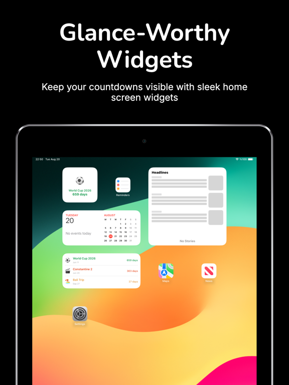 Tickr: Countdown & Reminders iPad screenshot 1 - Utilities app