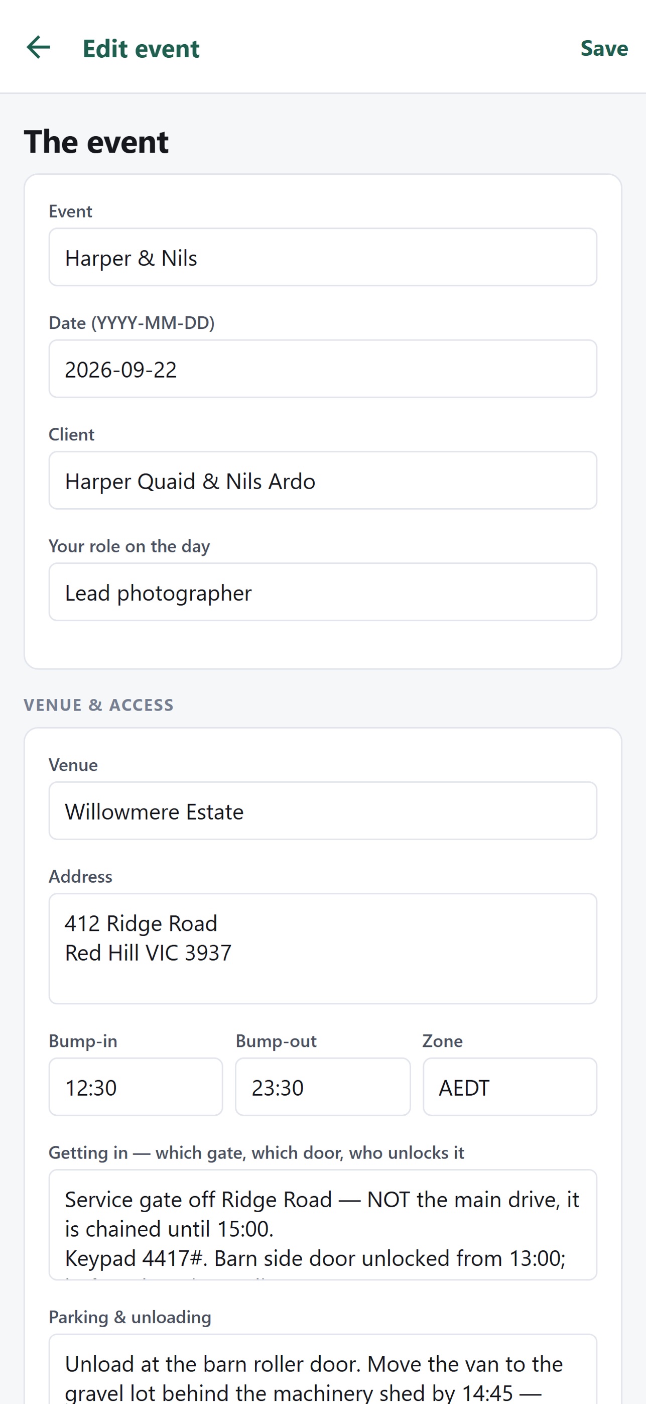 Screenshot 5 of Bump In: Run Sheets