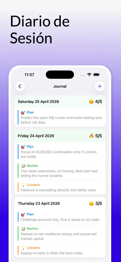 MyEdge Diario de Trading — captura de pantalla del iPhone 7