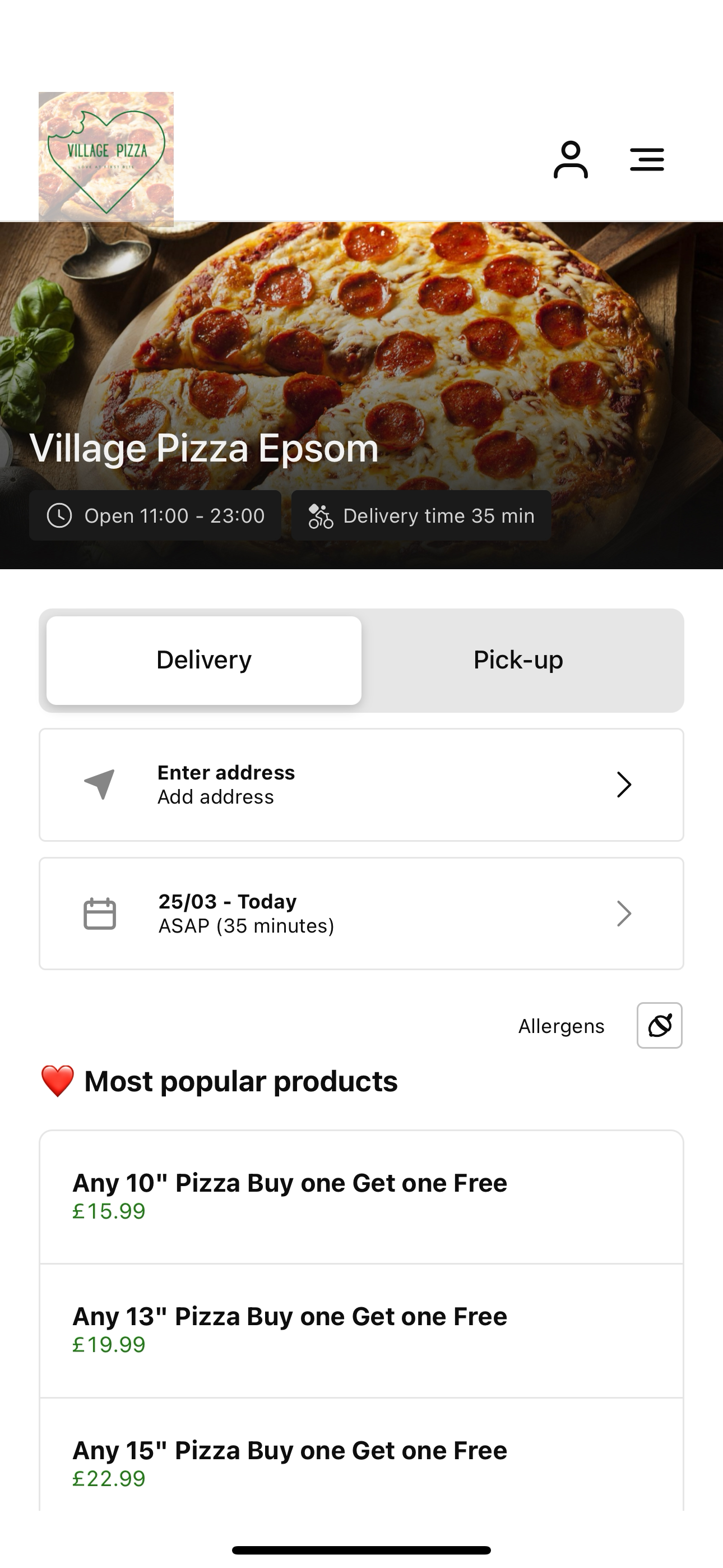 Village Pizza Epsom UK