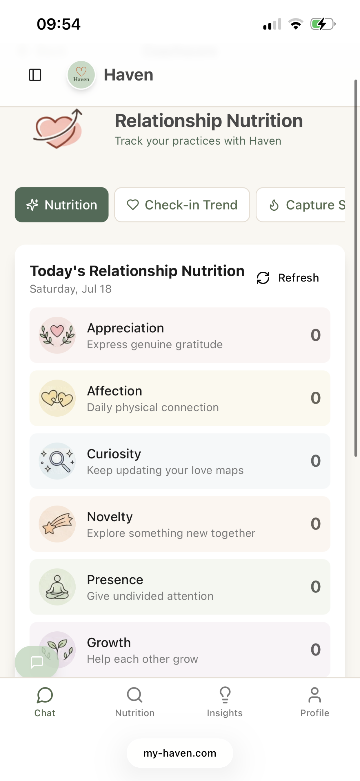 Haven: Relationship Nutrition screenshot 2